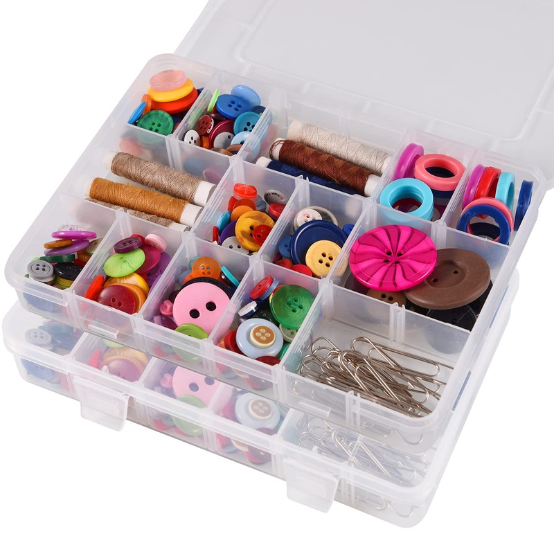 18 Grids Plastic Organizer Box with Dividers, Exptolii Clear Compartment
