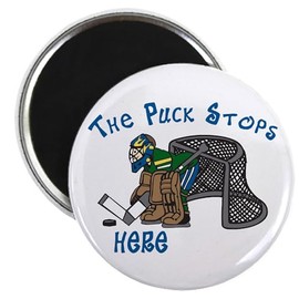 CafePress The Puck Stops Magnets 2.25" Round Magnet, Refrigerator Magnet