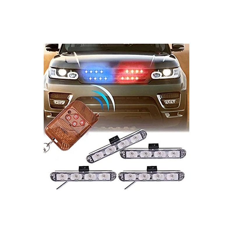 XTAUTO Car 16 LED Red & Blue Police Strobe Flash