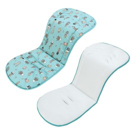 Baby Pushchair Seat Liners,Universal 3D Mesh Breathable Double-Sided Pram Seat Liner,Baby Stroller Liner Pad Seat Cover Seat Cushion for Toddler Infant,Reversible,37x80cm(Blue Cactus)