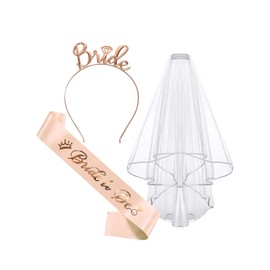 luckystardom Bachelorette Party Decorations suit Bridal Veil with Headband Sash Bridal Shower Supplies Bridesmaid Favors s301