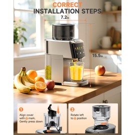 VCK Cold Press Juicer - Large 5.12" Feed Chute, Easy to Clean, Slow Masticating for Nutrient Retention, Quiet 250W Motor, High Juice Yield, Leakproof - Sliver