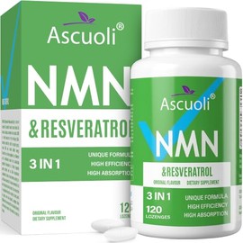 Sublingual NMN 500mg + Trans-Resveratrol 400mg, 3-in-1 Advanced Formula 99% Pure NMN Resveratrol Supplement for Boost* NAD, Cell, Immune, Energy & Mus