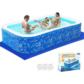 Piscina inflable para niños y adultos 118 x 68 x 22 pulgadas, piscinas inflables de tamaño completo para niños, piscina gruesa duradera sobre el piso