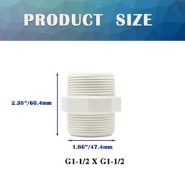 HayEastdor 2PCS 1-1/2" PVC Pipe Fittings Nipple G1-1/2 X G1-1/2 Male to Male Thread Coupling Adapter Connector HE023-1-1/2