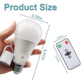 Texsens 7W Rechargeable LED Light Bulb with Remote Control, Soft White, 1 Pack