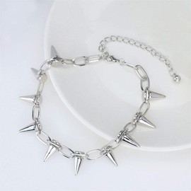 Silver Rivet Necklace for Women Punk Chains Necklace Cool Rock Spikes Rivets Choker Necklace Fashion Hip Hop Jewelry Necklace for Women Girls Gifts