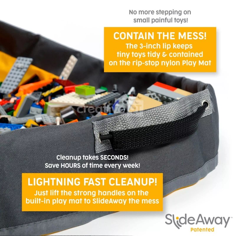 CreativeQT SlideAway Toy Storage Organizer & Play Mat for Kids,