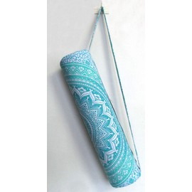 Indian Craft Castle Hippie Yoga Mat Carrier Bag with Shoulder Strap Yoga Mat Bag Gym Bag Beach Bag (Green Ombre)