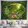 Hoisy Green Forest Cave Tapestry Wall Hanging Jungle Wood Wall
