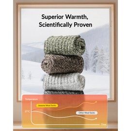 Jeasona Wool Socks for Women Warm Winter Thermal Thick Hiking Socks for Cold Weather Cozy Gifts for Women Mom 5 Pairs (Multicolored Dark)