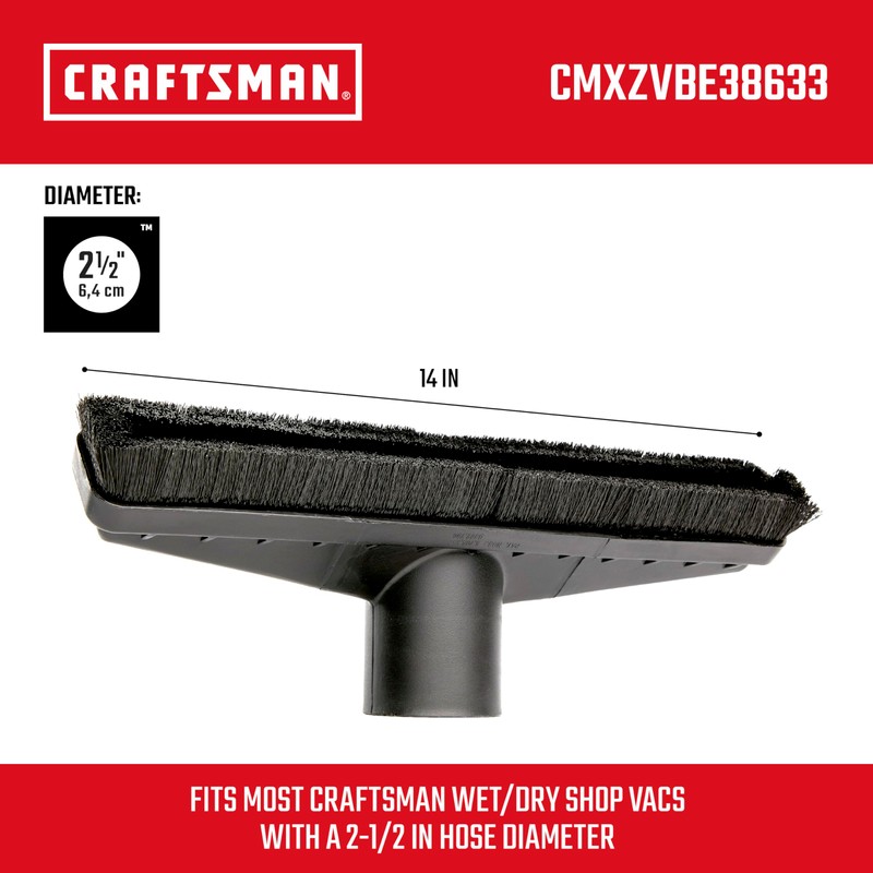 CRAFTSMAN CMXZVBE38633 2-1/2 in. Floor Brush Wet Dry Vac Attachment,