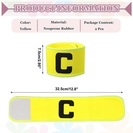 YELARXI Soccer Captain, Soccer Captain Armbands Elastic Adjustable Leader Armband Team Sport Protective Arm Badge Band for Adult Youth Soccer Volleyball Team Training (2 Pack, Yellow)