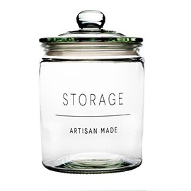 Amici Home, Stockholm Glass Canister Small Storage, Round, Food Safe, Push Top Lid with Gasket, Airtight, 36 Ounces, For Storage, Dry Goods Container, or Cookie Jar