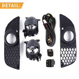 VGETTING Fog Light For Mitsubishi Lancer 2008-2014 Front Bumper Driving Fog Lamps Assembly Replacement Bulb With Bezel+ Wire Harness