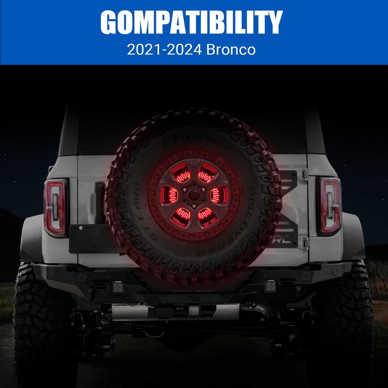 SUPAREE Spare Tire Brake Light for Fo-rd Bronco 2021-2024,Smoke Black
