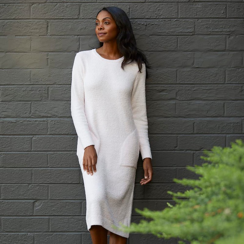 Softies Marshmallow Crew Neck Lounger with Pockets, Heather Stone, XS