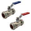 Pipestation 22mm Isolation Valve, 2 Pack with Red & Blue