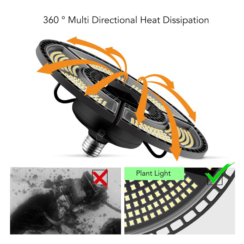 Plant Light Waterproof Foldable Flower Grow Lamp Full Spectrum E26