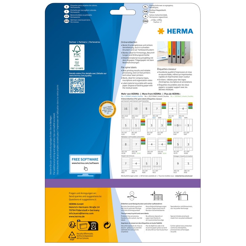 Herma Folder Spine Labels