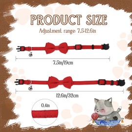 2 Pcs Red Cat Collar for Boy Girl Cats Breakaway Cat Collars with Bell Cute Christmas Kitten Bow Tie Collar Adjustable Small Puppy Safety Collar Solid Color Plaid Pet Collar