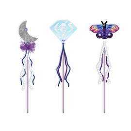 Janod J09136 Magic School-3 Magic Wands Crafts for Children's Creative Set with Ribbons, Sequins and Chenille Yarn World of Magic Children's Game from 7 Years, J09136, Multicoloured