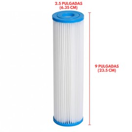 Filtro Cartucho Plisado REYNOR® 9x2.5 | Compatible con Filtro universal | Cartucho Lavable de Sedimentos 5 Micras | Agua Limpia y Clara