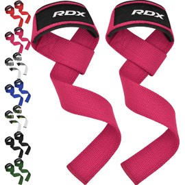 RDX Lifting Straps for Weightlifting –100% Cotton Heavy Duty Gym Wrist Strap with 5MM Neoprene Padding, 60CM Anti-Slip Hand Grip Wraps for Deadlifts Powerlifting Workouts Strength Training, Men Women