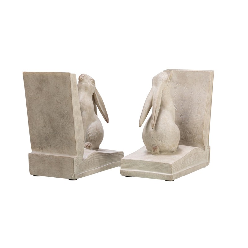 Bunny Rabbit Bookends, Set of 2, White Finish