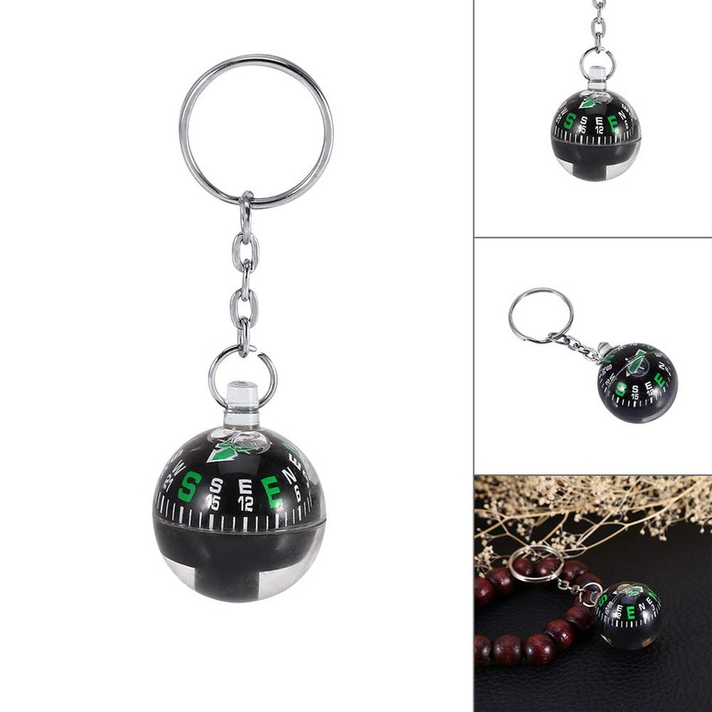 Caiqinlen Ball Keychain Compass, Liquid Filled, 28mm, for Hiking, Travel,