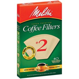 Melitta Premium #2 Cone Paper Coffee Filters Natural Brown, 40 Count - 6 Pack