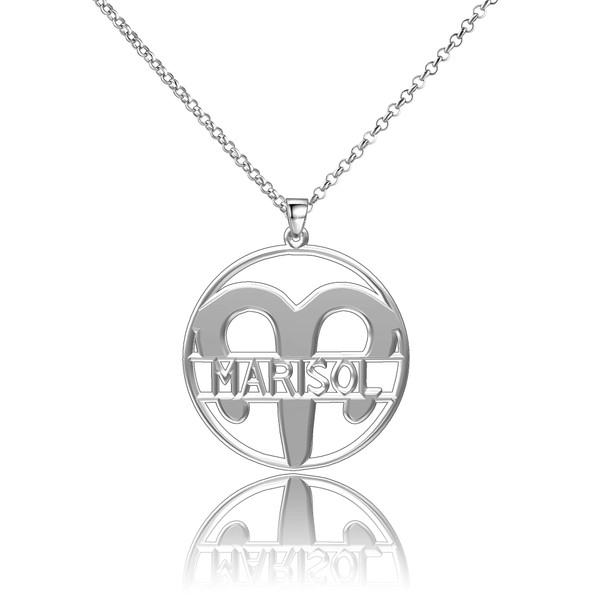 LoEnMe Jewelry Sterling Silver Aries 12 Constellations Custom Personalized Name