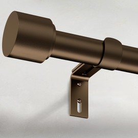 GEEBOBO Bronze Curtain Rods for Windows 120 to 240 Inch, 1 Inch Extra Long Heavy Duty Easy Install Adjustable Curtain Rods Set for Outdoor, Farmhouse, Bedroom, Living Room (Bronze, 30"-240")