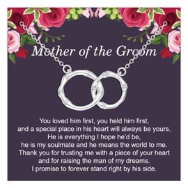 Mother of The Groom Gifts from Bride Mother in Law Necklace Interlocking Circle Necklace for Mom Wedding Gift, other, other