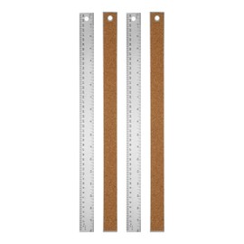 PATIKIL Stainless Steel Ruler Cork Backed, 2Pcs 18 Inch Straight Edge Ruler Non-Slip Cork Backing with Inch and Centimeter Scale for Office Engineering Drawing