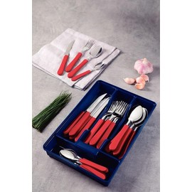 Tramontina 23198/722 Leme Tableware, Set of 24, Red, Dishwasher Safe, Lightweight, Stainless Steel, Cutlery, Outdoor, Home Party, Made in Brazil