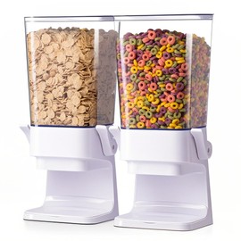 Zeadesign Cereal Dispenser Countertop 2Pc, Cereal Containers Storage, 5L Organization and Storage Containers for Kitchen, Dry Food Dispenser for Rice, Grains, Nuts, Snack,Oatmeal, Pet food, White