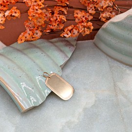 Carissima Gold 9 ct Yellow Gold Greek Key Edged Dog Tag Pendant of 2 cm