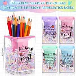 Outus 4 Pcs Teacher Appreciation Gift Desk Organizers - Bubble Acrylic Pencil Holders, Cute Appreciation Gifts for Teachers from Students(Cute Style)