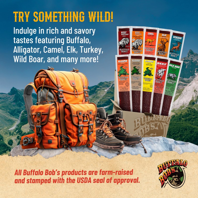 Buffalo Bob's Exotic Jerky (10-Pack), 10 Flavor Variety Pack of
