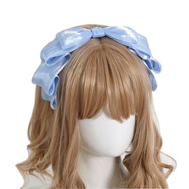 Lolita Hair Ornament, Headband, Ribbon, Princess Bow, Hair Accessory, Cute, Ribbon Included, Hair Accessory, Gothic Lolita Doll, Stylish, Girls, Weddings, School Festivals, Cultural Festivals, Events (Blue)