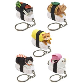 Sushi Cat Clever Idiots Nekozushi Keychain - Blind Box Includes 1 of 5 Collectable Figurines - Features a Detachable Keyring (Version 1)