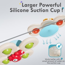 ALASOU 3PCS Suction Cup Spinner Toys for 1 Year Old Boy Girl|Spinning Top Baby Toys 12 18 Months|1 2 Year Old Boy Birthday Gift|Baby Bath Toy for Kids Ages 1-3|Sensory Toy for Toddlers 1-3