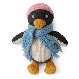 Hand-Knitted Penguin Soft Toy in a Beanie Hat