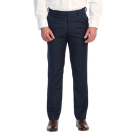 Gioberti Men's Hidden Expandable Waist Dress Pants, Navy, Size 38-32