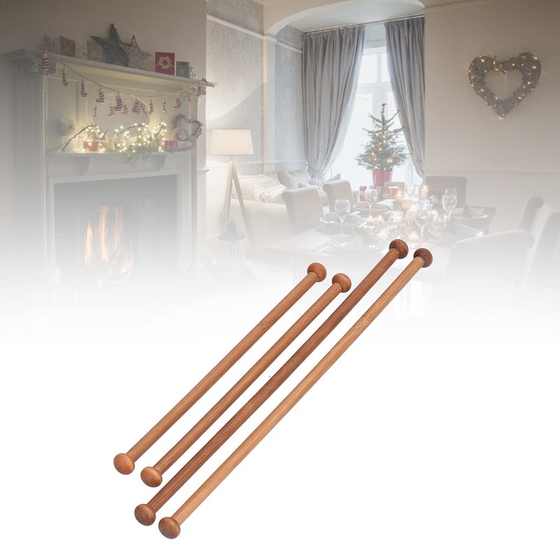 Pack of 4 Hanging Rods, Sandalwood Round Clothes Rail, Wooden