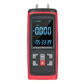 GT5101 Digital Manometer, Dual-Port Manometer Gas Pressure Tester, Handheld Air Pressure Meter, 13 Selectable Units Differential Pressure Gauge, with Large LCD Display Red GT5101-125Pa