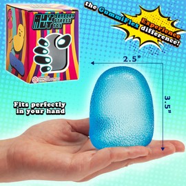 MUYMUT GummiFlex Mega Sensory Stress Toy – High-Density Gel-Filled, Slow-Rising, Textured Fidget Toy for Stress & Anxiety Relief, Hand Workout – ADHD, Autism, Office & Students – 3.5", 1Pc, Blue