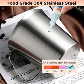 Stainless Steel Pitcher with Lid, 70 oz Large Metal Measuring Cup with Handle, 8 Cup Milk Frothing Jug 2 Liter Water Pitcher for Coffee Latte Art Cappuccino Espresso Machine Accessories