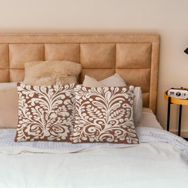 SPBL&L Modern Mexican Talavera Tiles Decorative Pillow Covers 22x22, Mexican Decor for Home, Talavera Decor, Mexican Gifts for Women, Mexican Terracotta Beige Floral Throw Pillow Covers, Set of 2